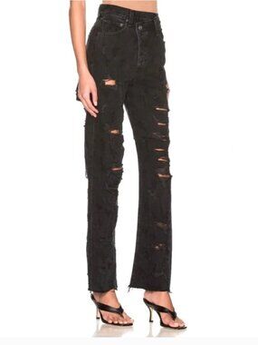 Agolde Black Distressed Ripped Jeans